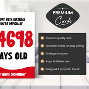 Main features of this 95th birthday card for men
