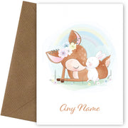 Personalised Deer With Bunny Card