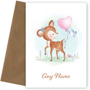 Personalised Deer With Heart Balloon Card