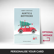 What can be personalised on this auntie and boyfriend christmas cards