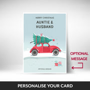 What can be personalised on this auntie and husband christmas cards