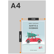 The size of this auntie and husband xmas card is 7 x 5" when folded