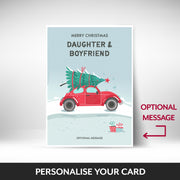 What can be personalised on this daughter and boyfriend christmas cards