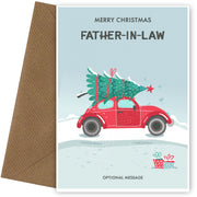 Father-in-law Christmas Card - Delivering a Tree