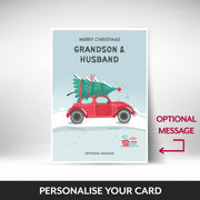 What can be personalised on this grandson and husband christmas cards