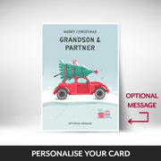 What can be personalised on this grandson and partner christmas cards