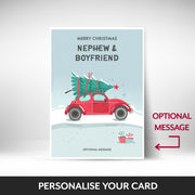 What can be personalised on this nephew and boyfriend christmas cards