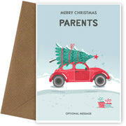 Parents Christmas Card - Delivering a Tree