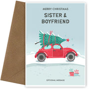Sister and Boyfriend Christmas Card - Delivering a Tree