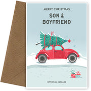 Son and Boyfriend Christmas Card - Delivering a Tree