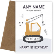 1st Birthday Card for Any Name - Yellow Crane