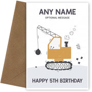 5th Birthday Card for Any Name - Wrecking Ball
