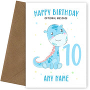 Personalised Dinosaur 10th Birthday Card for Boys