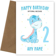Personalised Dinosaur 2nd Birthday Card for Boys