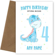 Personalised Dinosaur 4th Birthday Card for Boys