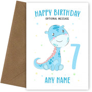 Personalised Dinosaur 7th Birthday Card for Boys