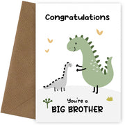 New Big Brother Cards and Gifts - Dinosaur Card for Sibling to Welcome New Baby