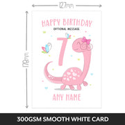 The size of this daughter 7th birthday card is 7 x 5" when folded
