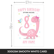 The size of this daughter 8th birthday card is 7 x 5" when folded