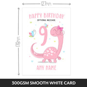 The size of this daughter 9th birthday card is 7 x 5" when folded