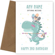 2nd Birthday Card for Any Name - Dinosaur Indian