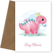 Personalised Dinosaur Playing With Butterflies Card