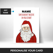 What can be personalised on this funny christmas card