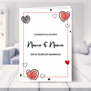 19th wedding anniversary card shown in a living room