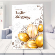 traditional easter card shown in a living room