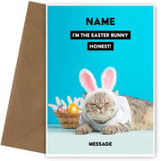 Funny Cat Easter Card - I'm the Easter Bunny! Humorous Greetings Card for 2024