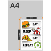 The size of this eat sleep repeat card is 7 x 5" when folded