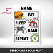 What can be personalised on this gaming posters
