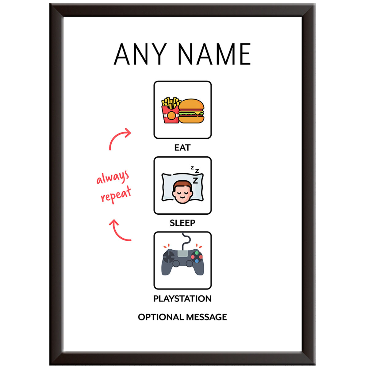 Personalised Eat Sleep Playstation Repeat Print