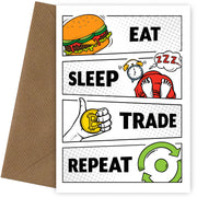 Stock Market Trader Birthday Card for Men and Women - Eat Sleep Trade Repeat
