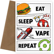 Birthday Card for Son Adult or Daughter Adult Eat Sleep Vape Repeat - Funny Vape Gifts
