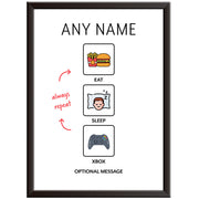 Personalised Eat Sleep Xbox Repeat Print