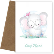 Personalised Elephant Playing With Butterflies Card