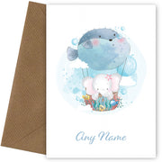 Personalised Elephant With A Fish Balloon Card