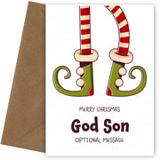 Cute Christmas Card for God Son - Elf Shoes