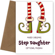 Cute Christmas Card for Step Daughter - Elf Shoes