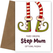 Cute Christmas Card for Step Mum - Elf Shoes