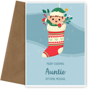 Merry Christmas Card for Auntie - Elf Stocking