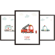 Boys Nursery Pictures - Emergency Vehicle Print Set