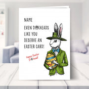 humorous easter card shown in a living room