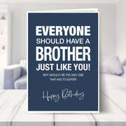 funny birthday card for brother shown in a living room