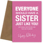 Funny Birthday Card for Sister - Everyone Should Have a Sis Like You - 16th 18th 20th