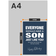The size of this Son 50th birthday card is 7 x 5" when folded