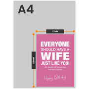 The size of this Wife 50th birthday card is 7 x 5" when folded