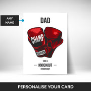 What can be personalised on this fathers day card for dad