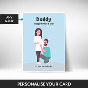 What can be personalised on this happy fathers day card from the womb